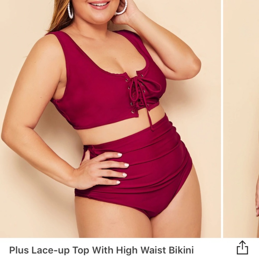 XL lace-up top w/ high-waisted bikini